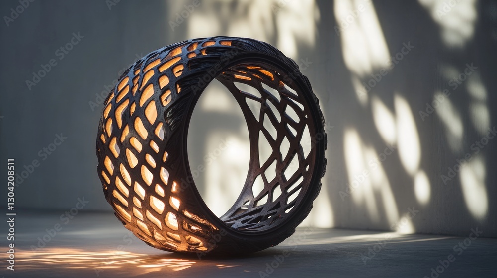 Aufkleber A beautifully lit tire, casting soft shadows that create a dramatic and artistic atmosphere, emphasizing its form and unique texture
