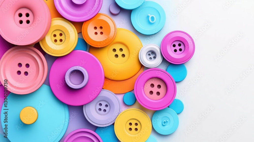Poster a bright and playful 3d circle buttons set in lively colors, arranged in a fun composition, offering
