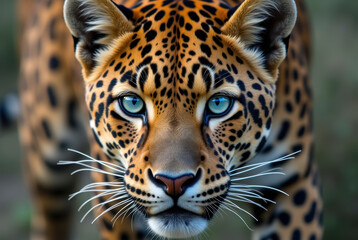 Obraz premium A focused leopard in a savanna setting