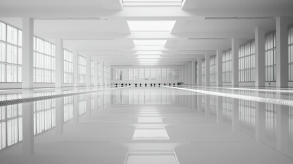 Obraz premium Empty Indoor Pool, Minimalist Architecture