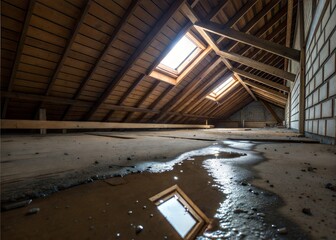 Water Damage in an Unfinished Attic Space