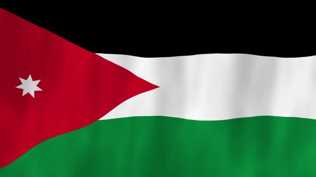 Jordan flag country animation 3D symbol design waving in wind movement national patriotism world culture emblem banner republic Middle East West Asia stripes red green white black