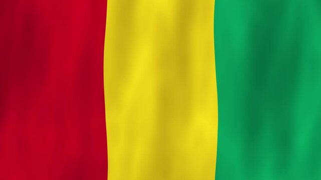 Guinea flag country animation 3D symbol design waving in wind movement national patriotism world culture emblem banner republic West Africa stripes red yellow green