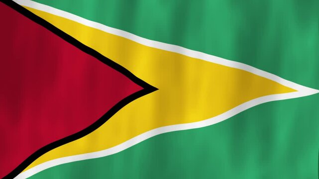 Guyana flag country animation 3D symbol design waving in wind movement national patriotism world culture emblem banner republic Caribbean South America triangle red yellow green
