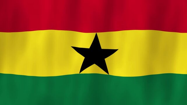 Ghana flag country animation 3D symbol design waving in wind movement national patriotism world culture emblem banner republic West Africa black star red yellow green