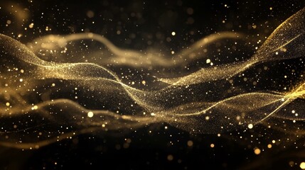 Abstract Golden Particle Wave Background Design