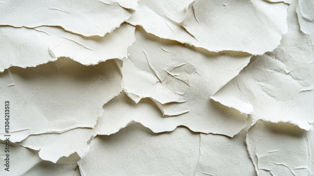 Aufkleber A close-up shot of torn paper, capturing the texture and intricate details of the jagged edges, creating a compelling background for creative studio design projects.