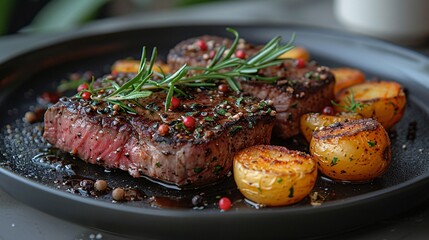 Image of a gourmet meat and potato dish