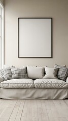 Empty Frame Interior Living Room Mockup