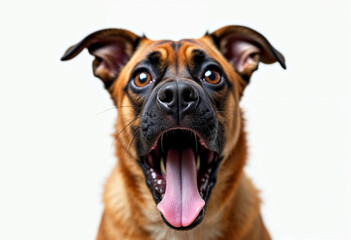 Naklejka premium Surprised dog against blue background