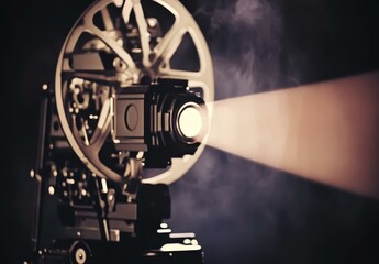 Fototapeta premium Vintage Film Projector Projecting Light