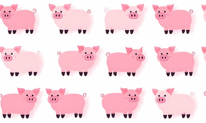 Cute Pig Characters in a Repeating Pattern for Fun Designs