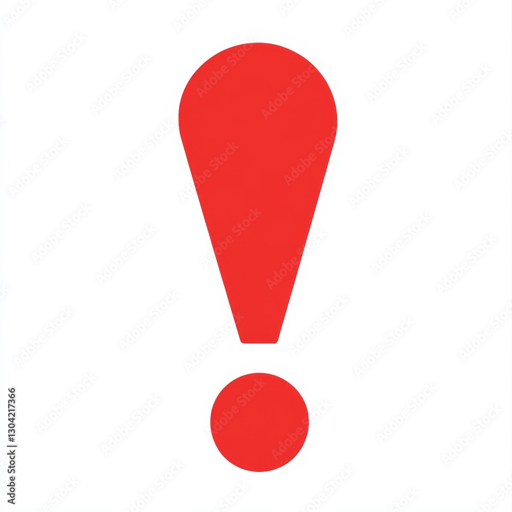 Poster red exclamation point on white background: symbolizing warning, alert, and the urgency of important 