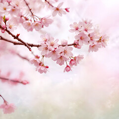 Obraz premium spring landscape featuring cherry blossoms in full bloom.