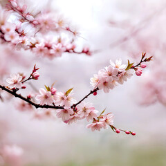 Obraz premium spring landscape featuring cherry blossoms in full bloom.