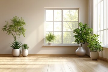 Fototapeta premium Modern Minimalist Interior Design with Houseplants