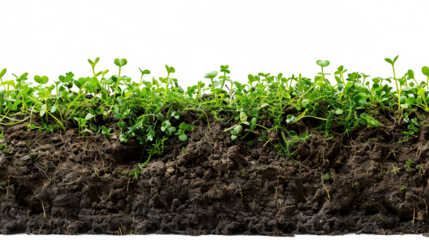 Soil Cross-Section with Growing Plant on Transparent PNG – Nature & Growth Concept

