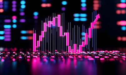 Modern Digital Chart with Colorful Data Points on Black Background