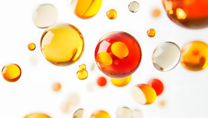 Floating colored spheres on white background