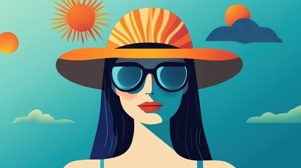 Essential sun protection rules for outdoor activities during summer days. SunSmart Skin Cancer Prevention and National Facial Protection Month