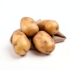 Fresh potatoes perfectly centered on a white background. Clean, professional product photo ideal for e-commerce, ads, and food blogs. High-quality and sharp