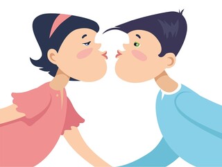 Kiss on a white background. Vector illustration