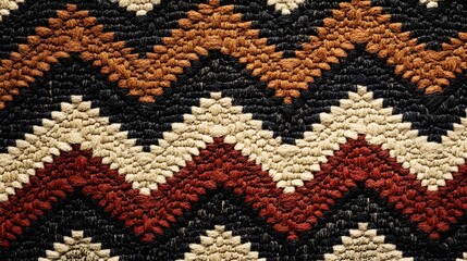 Fototapeta premium A Native American-inspired woven pattern featuring bold zigzag lines and earthy colors