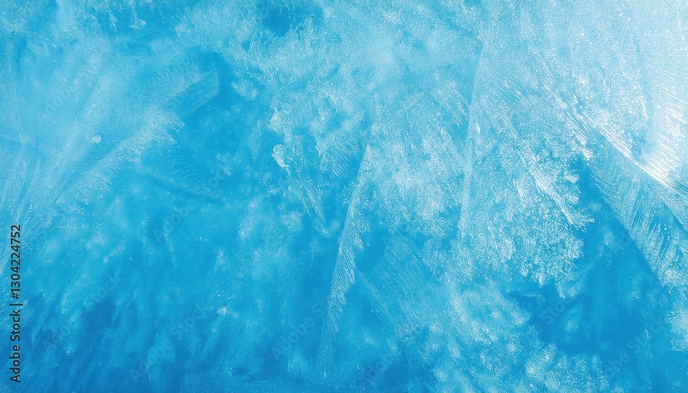 Aufkleber textured frozen ice surface with intricate frost patterns in vibrant blue tones, perfect for winter themed designs and background