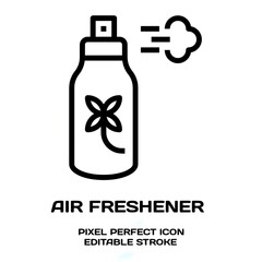 Air freshener symbol, featuring an editable stroke outline icon isolated on white background flat vector illustration. Pixel perfect