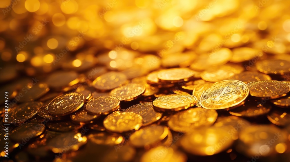 Poster a rich collection of gleaming golden coins forms the perfect backdrop for business, finance, and inv