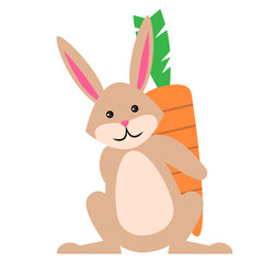 Cute Easter Rabbit with Carrot Illustration