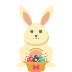 Easter Bunny Hugging Egg Illustration