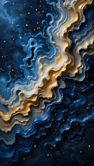 Fototapeta premium A Painted Galaxy in Motion with Deep Indigo, Gold, and Silver