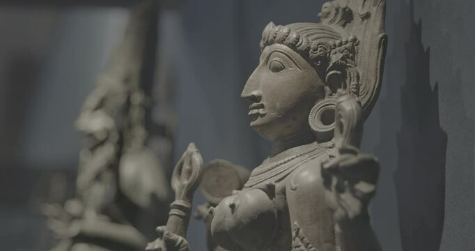 Close-up View On Bronze Statues Of Rasa And Mahakali. Rasa - The Sentiments Mahakali - Fierce Goddess Associated With Universal Power, Time, Life, Death, And Both Rebirth Ungraded C LOG 2