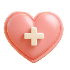 Obraz premium 3D pink heart with a white plus sign