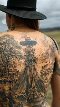 Self-expression and style: tattoo as a symbol of identity in youth culture, blending tradition with contemporary trend, an artistic image of personal meaning and culture.