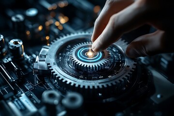 Finger activates tech gear on circuit board