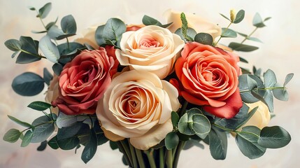 Set flowers bouquet isolated. Rose flowers bouquet