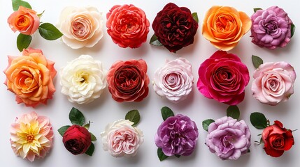 Set flowers bouquet isolated. Rose flowers bouquet