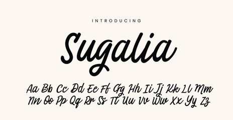 Sugalia Modern Script Font. Typeface Alphabet