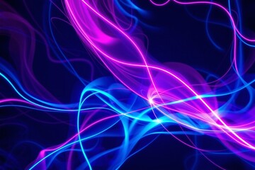 Vivid Neon Light Streaks in Blue and Pink Over a Dark Background