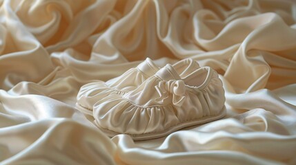 Small baby shoes on soft silk