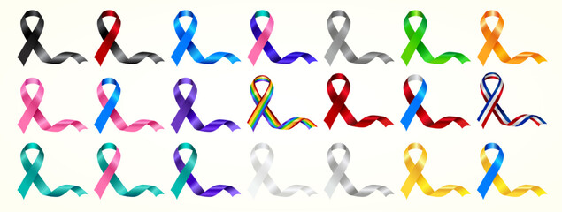 Awareness Ribbon Bundle – Multicolor Support Symbols for Causes, Charity, and Health Advocacy