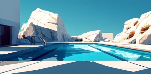 Modern Pool Oasis by Rocks