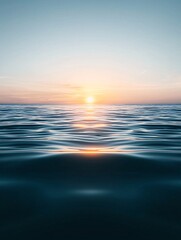 Obraz premium Golden sunset gradient blending into deep ocean blues, capturing the beauty of natureâ€™s color transitions, soft and dreamy lighting, cinematic tones, warm and inviting, perfect balance of light and