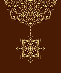 Circular pattern in form of mandala with flower for Henna, Mehndi, tattoo, decoration. Decorative ornament in ethnic oriental style. Outline doodle hand draw vector illustration.