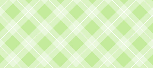 Green vector seamless pattern with white stripes diagonal plaid background