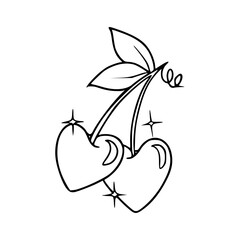 heart shaped cherries vector illustration
