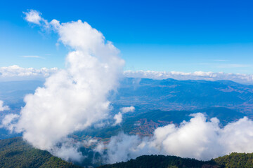 Landscape view from "Kew Mae Pan" dream destination trekking of Chiangmai, Thailand. Asia.