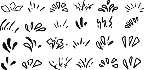 line sparkle vector set doodles, comic style decorative lines, burst effects, and dynamic radial patterns.